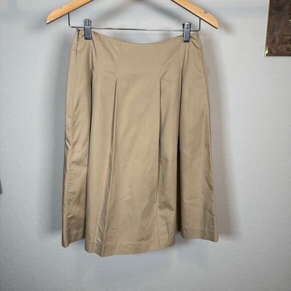 Women's‎ Banana Republic Tan Pleated with Pockets Knee Length Skirt Size 0 - Picture 4 of 9